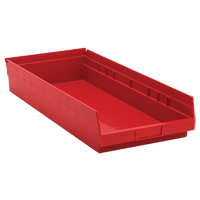 Shelf Bins, 11-1/8" W x 4" H x 23-5/8" D, Red, 50 lbs. Capacity Meunier Outillage Industriel