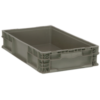 Collapsible Stacking Container, 15" W x 24" D x 5" H, Grey Meunier Outillage Industriel