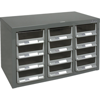 Casiers pour pi&egrave;ces KPC-100 , Acier galvanis&eacute;, 12 tiroirs, 23" x 11-2/5" x 13-4/5", Gris Meunier Outillage Industriel