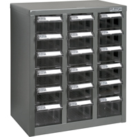 Casiers pour pi&egrave;ces KPC-600, Acier galvanis&eacute;, 18 tiroirs, 13-9/10" x 8-7/10" x 16-3/10", Gris Meunier Outillage Industriel