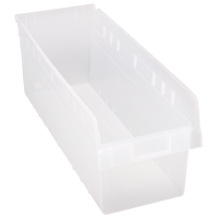 Store-Max Shelf Bins, 8-3/8" W x 8" H x 23-5/8" D, Clear, 68 lbs. Capacity Meunier Outillage Industriel