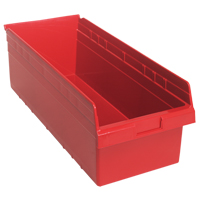 Store-Max Shelf Bins, 11-1/8" W x 8" H x 23-5/8" D, Red, 68 lbs. Capacity Meunier Outillage Industriel