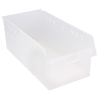 Store-Max Shelf Bins, 11-1/8" W x 8" H x 23-5/8" D, Clear, 68 lbs. Capacity Meunier Outillage Industriel