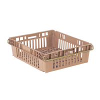 Agricultural Plastic Stack-N-Nest Container, 20.3" x 24" x 6.8", Beige Meunier Outillage Industriel