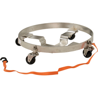 Chariots &agrave; &eacute;tages multiples pour baril, Acier inoxydable, Capacit&eacute;e 900 lb, Diam&egrave;tre 23-1/2", Roue en Caoutchouc Meunier Outillage Industriel