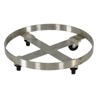 Chariots pour barils, Acier inoxydable, Capacit&eacute;e 800 lb, Diam&egrave;tre 23-1/4", Roue en Caoutchouc Meunier Outillage Industriel