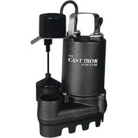 Pompe de puisard submersible en fonte avec interrupteur &agrave; flotteur vertical, 67 gal./min, 33 V, 5 A, 1/3 CV Meunier Outillage Industriel