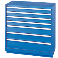 Drawer Cabinets, 7 Drawers, 40-1/4" W x 22-1/2" D x 41-3/4" H, Bright blue Meunier Outillage Industriel