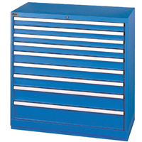 Drawer Cabinets, 9 Drawers, 40-1/4" W x 22-1/2" D x 41-3/4" H, Bright blue Meunier Outillage Industriel