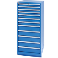 Drawer Cabinets, 12 Drawers, 28-1/4" W x 28-1/2" D x 59-1/2" H, Bright blue Meunier Outillage Industriel