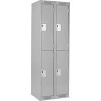 Clean Line Lockers, 2 -tier, Bank of 2, 24" x 18" x 72", Steel, Grey, Rivet (Assembled) Meunier Outillage Industriel