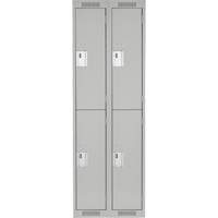 Clean Line Lockers, 2 -tier, Bank of 2, 24" x 18" x 72", Steel, Grey, Rivet (Assembled) Meunier Outillage Industriel