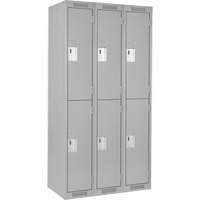Clean Line Lockers, 2 -tier, Bank of 3, 36" x 18" x 72", Steel, Grey, Rivet (Assembled) Meunier Outillage Industriel
