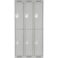 Clean Line Lockers, 2 -tier, Bank of 3, 36" x 18" x 72", Steel, Grey, Rivet (Assembled) Meunier Outillage Industriel