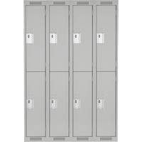 Clean Line Lockers, 2 -tier, Bank of 4, 48" x 18" x 72", Steel, Grey, Rivet (Assembled) Meunier Outillage Industriel