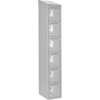 Clean Line Lockerette , 6 -tier, 12" x 18" x 78", Steel, Grey, Rivet (Assembled) Meunier Outillage Industriel