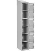 Petits casiers Clean Line, 6 niveaux, Bloc de 4, 48" x 18" x 78", Acier, Gris, Rivet (assembl&eacute;) Meunier Outillage Industriel