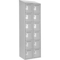 Clean Line Lockerette , 6 -tier, Bank of 2, 24" x 18" x 78", Steel, Grey, Rivet (Assembled) Meunier Outillage Industriel