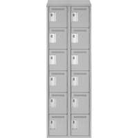 Clean Line Lockerette , 6 -tier, Bank of 2, 24" x 18" x 78", Steel, Grey, Rivet (Assembled) Meunier Outillage Industriel