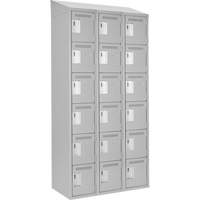 Clean Line Lockerette , 6 -tier, Bank of 3, 36" x 18" x 78", Steel, Grey, Rivet (Assembled) Meunier Outillage Industriel