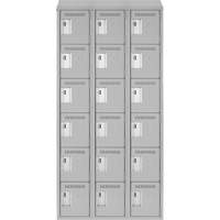 Clean Line Lockerette , 6 -tier, Bank of 3, 36" x 18" x 78", Steel, Grey, Rivet (Assembled) Meunier Outillage Industriel