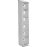 Clean Line Lockerette, 6 -tier, 12" x 18" x 82", Steel, Grey, Rivet (Assembled) Meunier Outillage Industriel