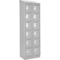 Clean Line Lockerette, 6 -tier, Bank of 2, 24" x 18" x 82", Steel, Grey, Rivet (Assembled) Meunier Outillage Industriel