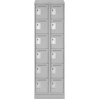 Clean Line Lockerette, 6 -tier, Bank of 2, 24" x 18" x 82", Steel, Grey, Rivet (Assembled) Meunier Outillage Industriel