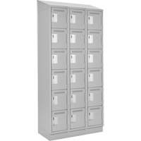 Clean Line Lockerette, 6 -tier, Bank of 3, 36" x 18" x 82", Steel, Grey, Rivet (Assembled) Meunier Outillage Industriel