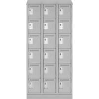 Clean Line Lockerette, 6 -tier, Bank of 3, 36" x 18" x 82", Steel, Grey, Rivet (Assembled) Meunier Outillage Industriel