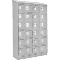 Clean Line Lockerette, 6 -tier, Bank of 4, 48" x 18" x 82", Steel, Grey, Rivet (Assembled) Meunier Outillage Industriel