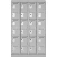 Clean Line Lockerette, 6 -tier, Bank of 4, 48" x 18" x 82", Steel, Grey, Rivet (Assembled) Meunier Outillage Industriel