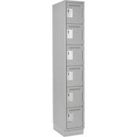 Clean Line Lockerette, 6 -tier, 12" x 18" x 76", Steel, Grey, Rivet (Assembled) Meunier Outillage Industriel