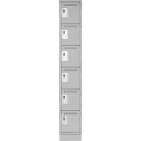Clean Line Lockerette, 6 -tier, 12" x 18" x 76", Steel, Grey, Rivet (Assembled) Meunier Outillage Industriel