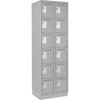 Clean Line Lockerette, 6 -tier, Bank of 2, 24" x 18" x 76", Steel, Grey, Rivet (Assembled) Meunier Outillage Industriel
