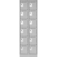 Clean Line Lockerette, 6 -tier, Bank of 2, 24" x 18" x 76", Steel, Grey, Rivet (Assembled) Meunier Outillage Industriel