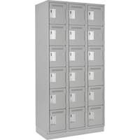 Clean Line Lockerette, 6 -tier, Bank of 3, 36" x 18" x 76", Steel, Grey, Rivet (Assembled) Meunier Outillage Industriel