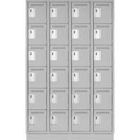 Clean Line Lockerette, 6 -tier, Bank of 4, 48" x 18" x 76", Steel, Grey, Rivet (Assembled) Meunier Outillage Industriel