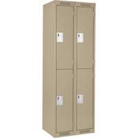 Clean Line Lockers, 2 -tier, Bank of 2, 24" x 18" x 72", Steel, Beige, Rivet (Assembled) Meunier Outillage Industriel