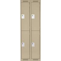 Clean Line Lockers, 2 -tier, Bank of 2, 24" x 18" x 72", Steel, Beige, Rivet (Assembled) Meunier Outillage Industriel