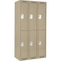 Clean Line Lockers, 2 -tier, Bank of 3, 36" x 18" x 72", Steel, Beige, Rivet (Assembled) Meunier Outillage Industriel
