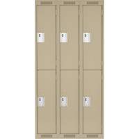 Clean Line Lockers, 2 -tier, Bank of 3, 36" x 18" x 72", Steel, Beige, Rivet (Assembled) Meunier Outillage Industriel