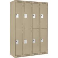 Clean Line Lockers, 2 -tier, Bank of 4, 48" x 18" x 72", Steel, Beige, Rivet (Assembled) Meunier Outillage Industriel