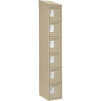 Clean Line Lockerette, 6 -tier, 12" x 18" x 78", Steel, Beige, Rivet (Assembled) Meunier Outillage Industriel