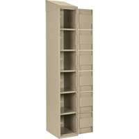 Petits casiers Clean Line, 6 niveaux, Bloc de 4, 48" x 18" x 78", Acier, Beige, Rivet (assembl&eacute;) Meunier Outillage Industriel