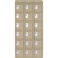 Clean Line Lockerette, 6 -tier, Bank of 3, 36" x 18" x 78", Steel, Beige, Rivet (Assembled) Meunier Outillage Industriel