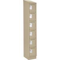 Clean Line Lockerette , 6 -tier, 12" x 18" x 82", Steel, Beige, Rivet (Assembled) Meunier Outillage Industriel