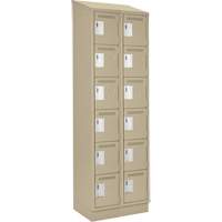 Clean Line Lockerette , 6 -tier, Bank of 2, 24" x 18" x 82", Steel, Beige, Rivet (Assembled) Meunier Outillage Industriel