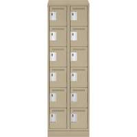 Clean Line Lockerette , 6 -tier, Bank of 2, 24" x 18" x 82", Steel, Beige, Rivet (Assembled) Meunier Outillage Industriel