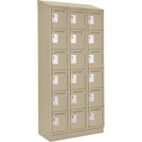 Clean Line Lockerette , 6 -tier, Bank of 3, 36" x 18" x 82", Steel, Beige, Rivet (Assembled) Meunier Outillage Industriel